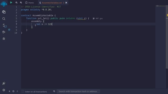 Assembly Variables | Solidity 0.8 смотреть онлайн