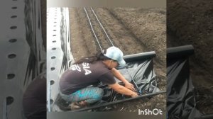 Как одной натянуть пленку на бугры для клубники.