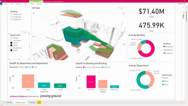 Demo of a Power BI 3D Visual - Architectural Planning Data смотреть онлайн