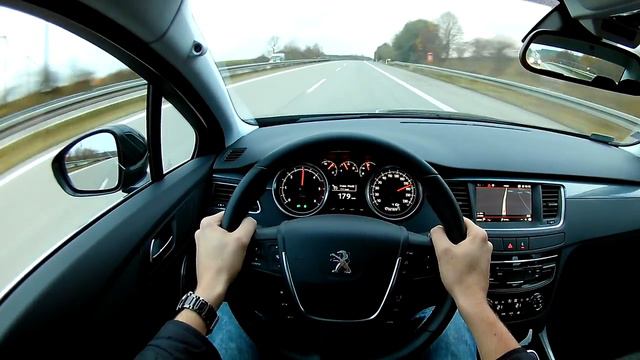 2017 Peugeot 508 2.0 BlueHDI 150 hp - POV Autobahn 213 kmh 60fps смотреть онлайн