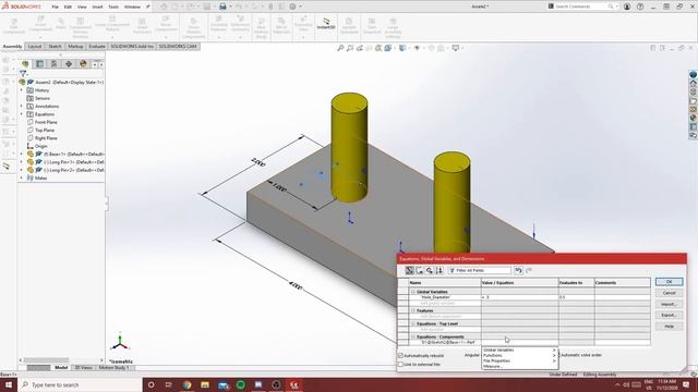 Global Variables & Equations in an Assembly - SolidWorks 2020 смотреть онлайн