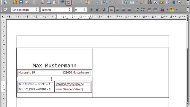 OpenOffice Writer: Visitenkarten