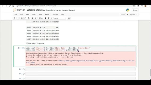 Difference in two timestamps in seconds, minutes and hours in PYTHON PANDAS | HINDI TUTORIAL смотреть онлайн