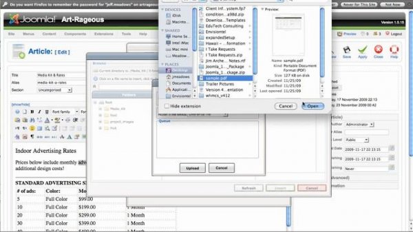 Adding PDF & DOC Files to Joomla