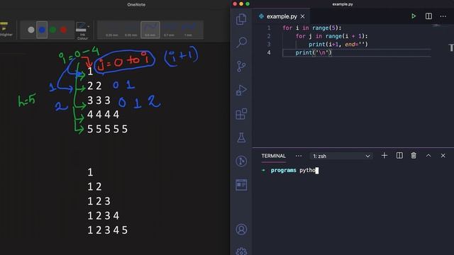 Python program to print two different types of number triangles смотреть онлайн