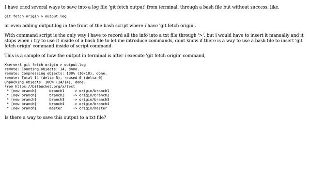 Unix & Linux: Save into file git fetch terminal output (2 Solutions!!) смотреть онлайн