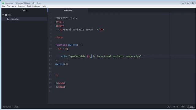 9 PHP Local Variable Scope смотреть онлайн