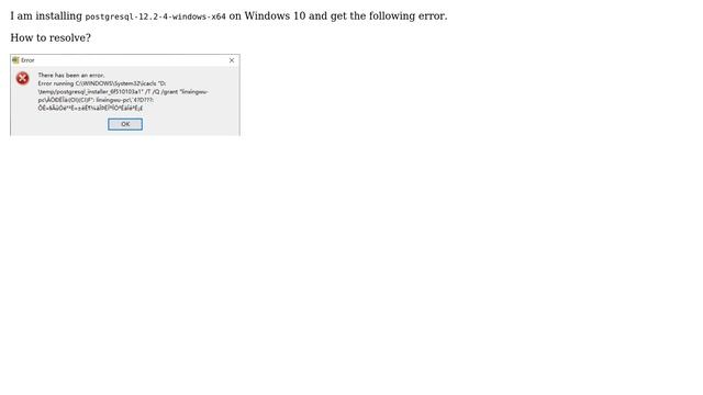 PostgreSQL Install Fail in Windows 10 (icacls error ) смотреть онлайн