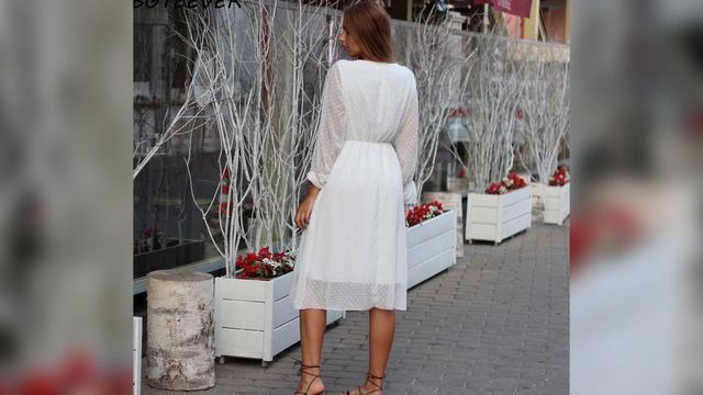 Летнее Белое Шифоновое Платье С Оборками В Горошек ❤️ смотреть онлайн