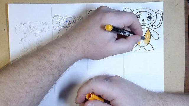 Wir zeichnen eine Cheburashka, wie man eine Cheburashka in Etappen leicht zeichnet, indem man einen смотреть онлайн