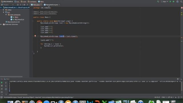 Singly Linked List in Java 11 - clone Method смотреть онлайн