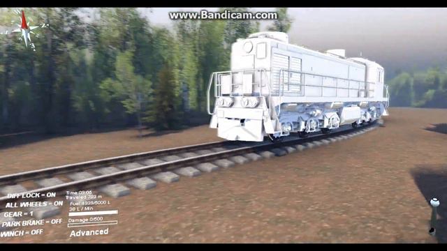 Безумные эксперименты от CGM. Первый поезд в Spintires который ездит по рельсам.