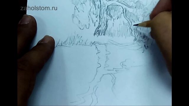 Как нарисовать отражение в воде? Художник: Алексей Епишин. Рисунок карандашом. смотреть онлайн