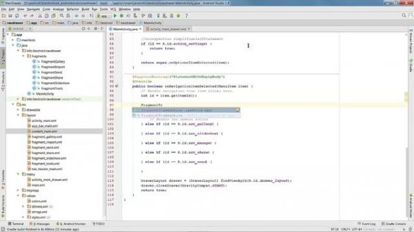 Navigation Drawer Activity в Android Studio - структура шаблона, пример | Дизайн андроид приложений