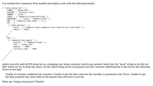 Drupal: A commerce fees rule works fine, but is giving the warnings in the log смотреть онлайн