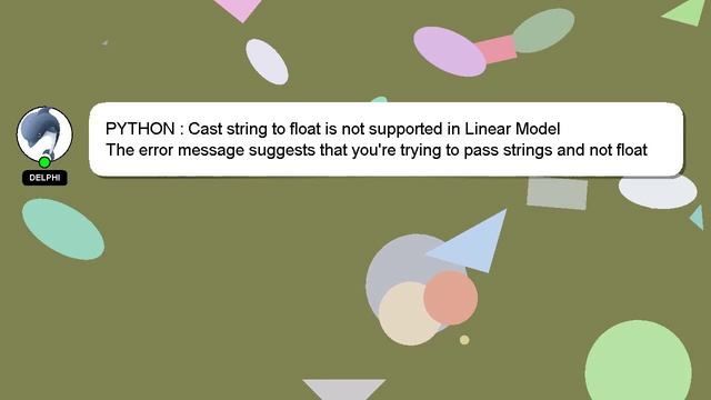 PYTHON : Cast string to float is not supported in Linear Model смотреть онлайн
