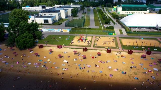 Парк Победы и пляж в Зеленограде. Пляж Ангстрем. Зеленоград с воздуха. смотреть онлайн