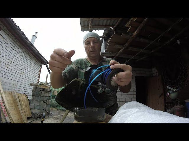 Как заправить леску в триммер Huter