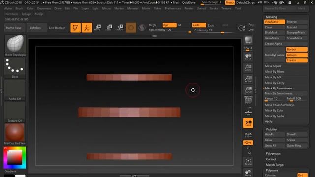 Zbrush. Crease tool. Как защитить часть модели от сглаживания. смотреть онлайн