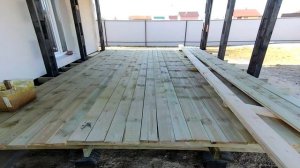 Как построить беседку своими руками одному.  Часть 7.   Пол.  Подшивка.