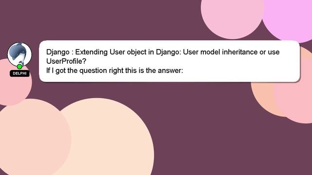 Django : Extending User object in Django: User model inheritance or use UserProfile? смотреть онлайн