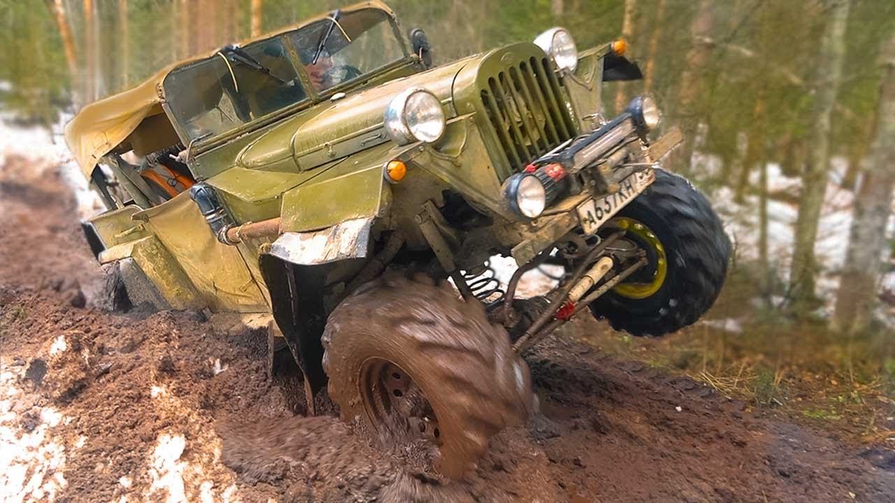 Газ 67 из СССР Советский внедорожник поехал в след за Уаз по лютому бездорожью смотреть онлайн