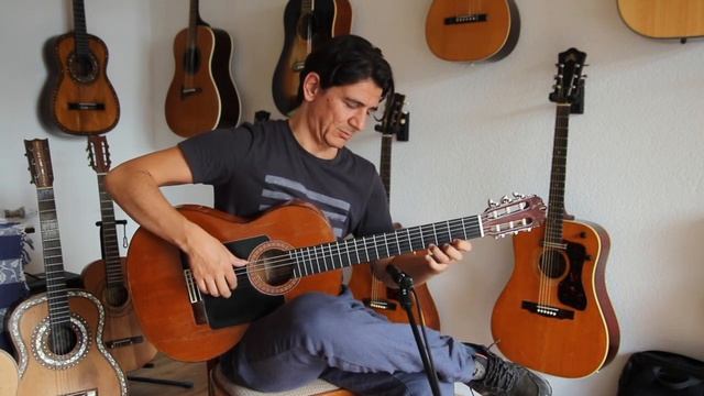 Ricardo Sanchis Carpio flamenco guitar 1983 - cool Estas Tonne black guard look смотреть онлайн