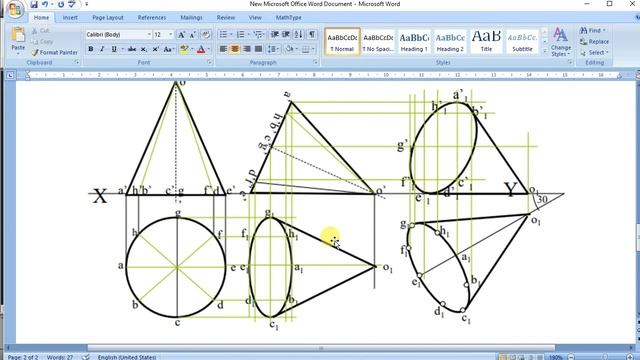 Projection of Solid using Autocad | Autocad engineering graphics | solid Cone in engineering graphi смотреть онлайн