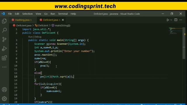 Deficient number | Factors of a given number| Mathematical question java | Coding Sprint смотреть онлайн