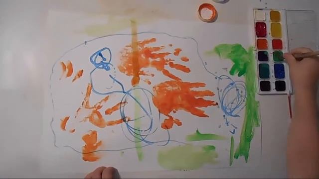 Рисуем ладошками золтых рыбок. смотреть онлайн