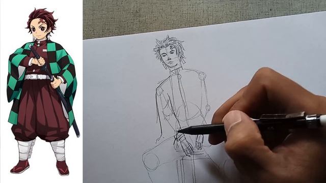 How to draw Tanjiro Kamado | Realistic version wearing nike shoes смотреть онлайн