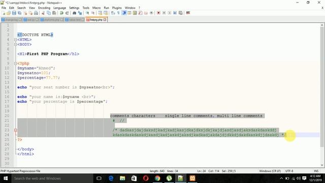 Part 6 Single & Multi Line Comments Characters In PHP смотреть онлайн