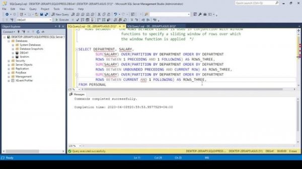 Rows between  in SQL