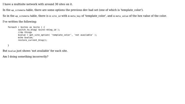 Wordpress: Get Data From wp_sitemeta for Multisite network смотреть онлайн