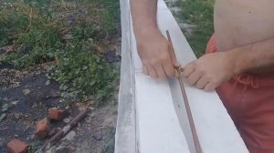Армирование первого ряда газоблока. Штробление.Закладка арматуры.