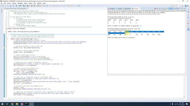 Module 2, Lesson 2 - 1D Arrays and the Random Class (declaring, initializing, iterating) (Java) смотреть онлайн