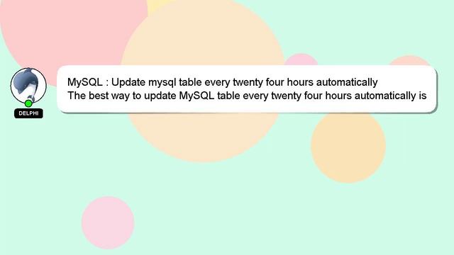 MySQL : Update mysql table every twenty four hours automatically смотреть онлайн