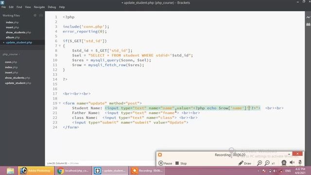 How To Update A Record/data In Database Using PHP Mysql | PHP Tutorials