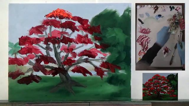 Painting a Red Royal Poinciana Tree смотреть онлайн