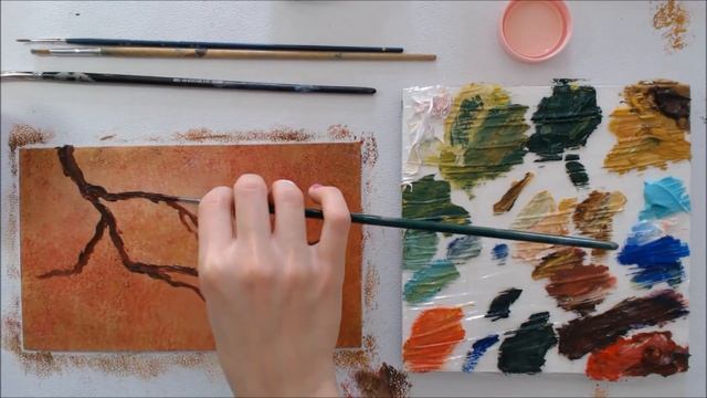 Рисуем ветку сакуры маслом (для начинающих) смотреть онлайн
