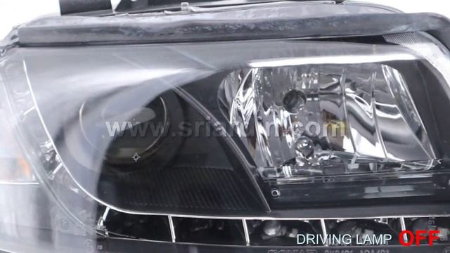 Audi A4 B6 01-04 Black Projector Head Lamp with LED смотреть онлайн