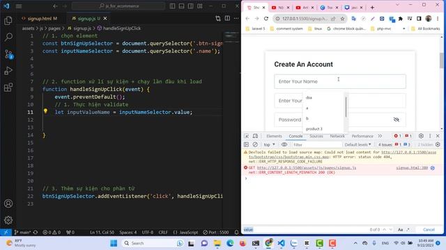 13. Thêm hiện validate input name | Javascript project ecommerce | Js project ecommerce смотреть онлайн