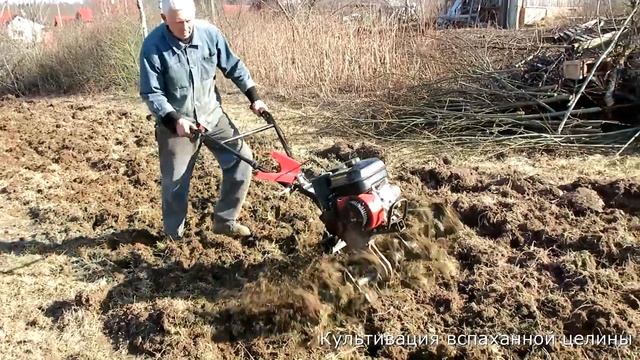 Вспашка целины мотоблоком