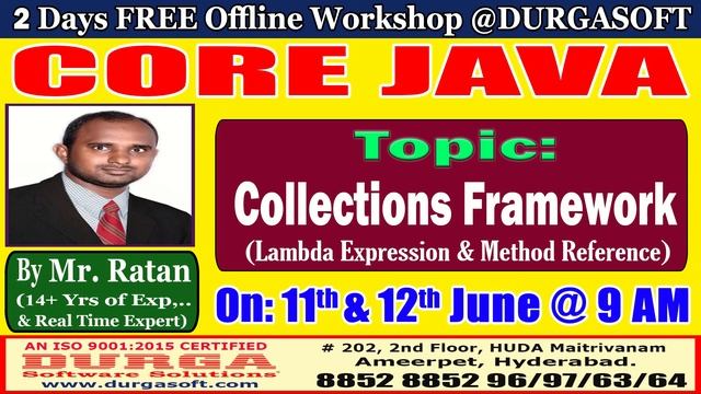 CORE JAVA (2 Days FREE Workshop) Offline Training @ DURGASOFT смотреть онлайн