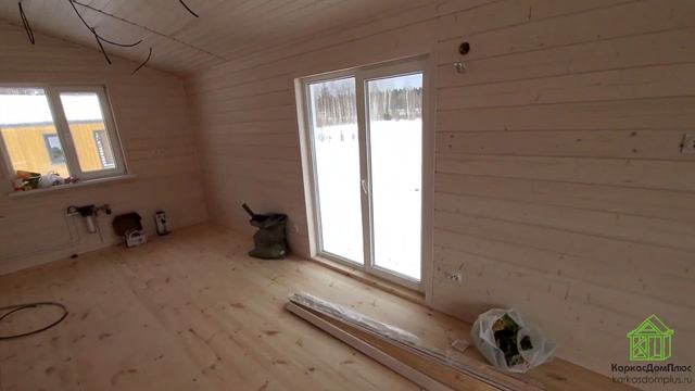 Одноэтажный каркасный дом. Лучшая планировка дома 9х9,5 м. смотреть онлайн