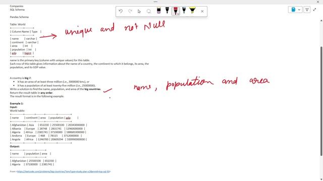 leetcode sql practice Q 03(595. Big Countries) смотреть онлайн