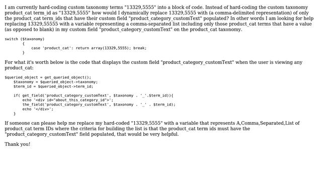 Wordpress: How to replace hard-coded list of custom taxonomy terms based on custom field query? смотреть онлайн