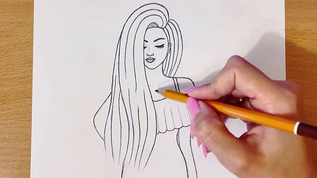 Рисуем Карандашом Красивую Девушку Очень Легко | Как Нарисовать Девушку С Длинными Волосами смотреть онлайн