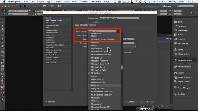 InDesign - Setting the default font. смотреть онлайн