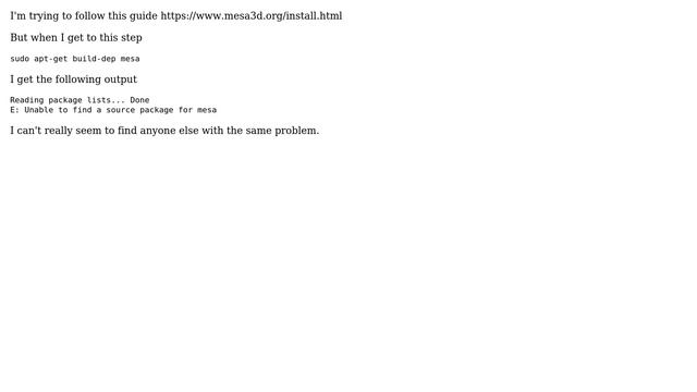Ubuntu: Building Mesa from git - can not "apt-get build-dep mesa" смотреть онлайн